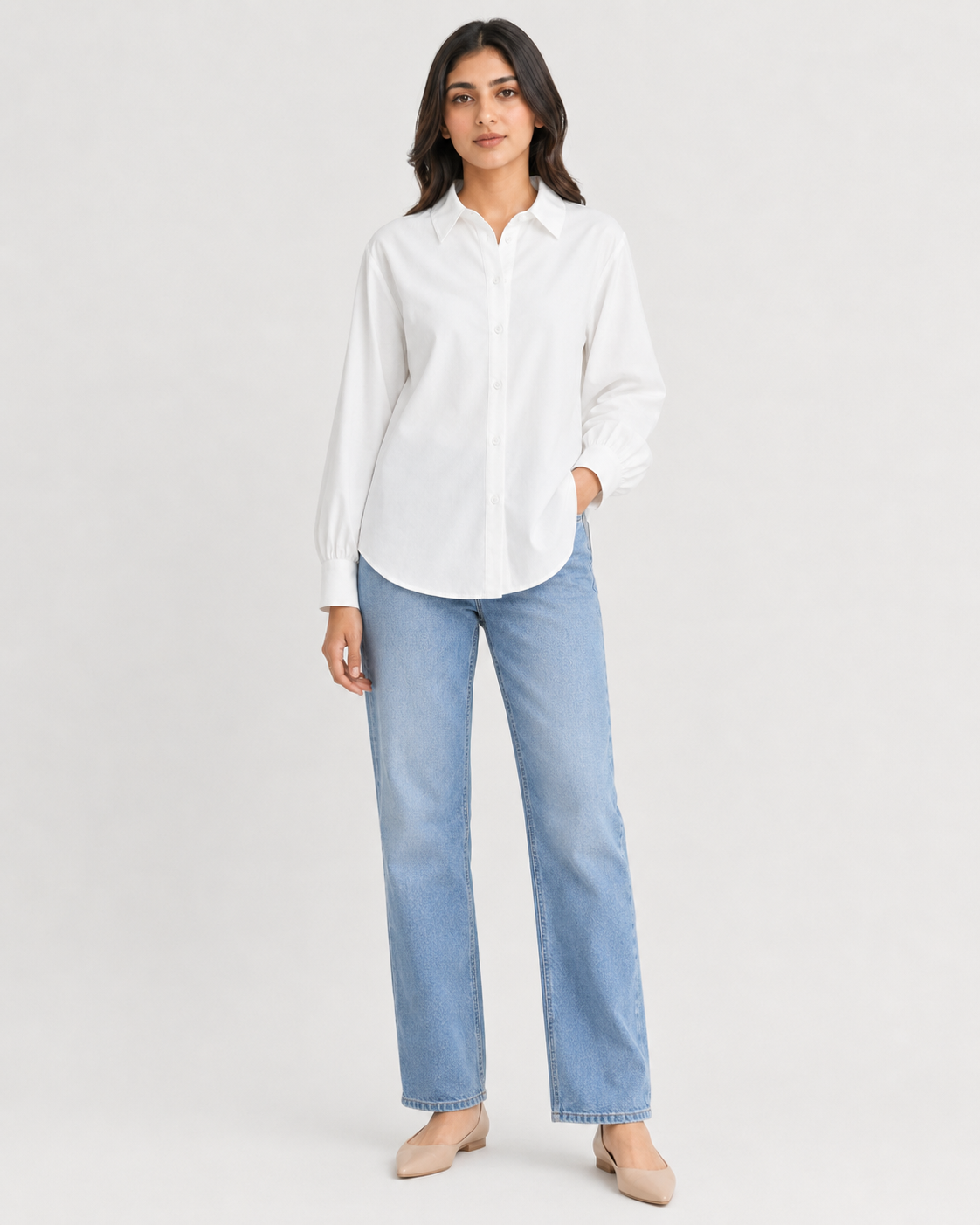 Women’s Cotton Button Down Shirt - White