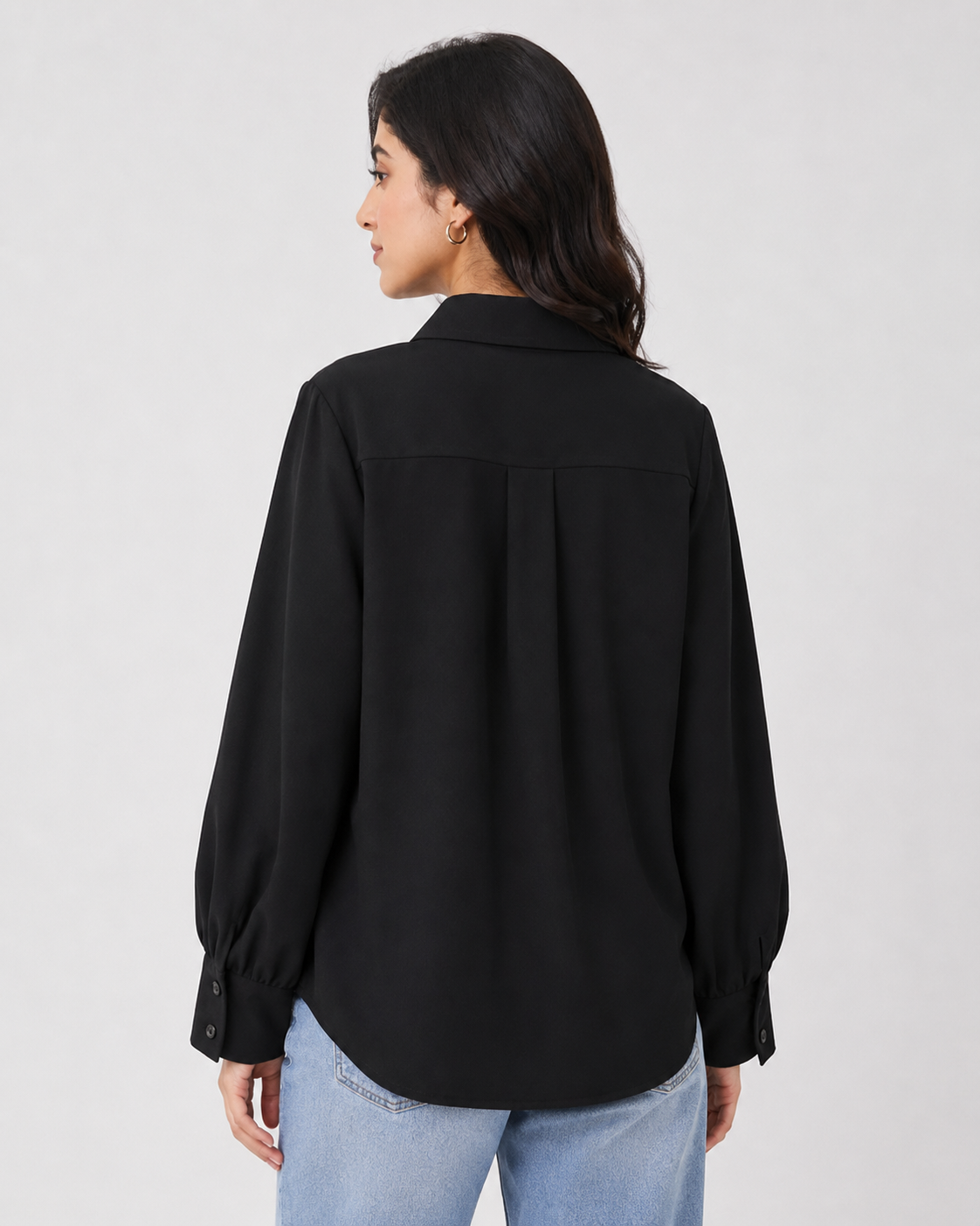 Women’s Cotton Button Down Shirt - Black