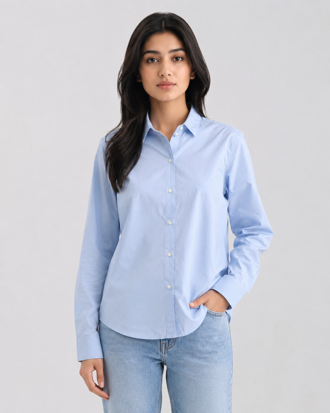 Women’s Cotton Button Down Shirt - Sky Blue