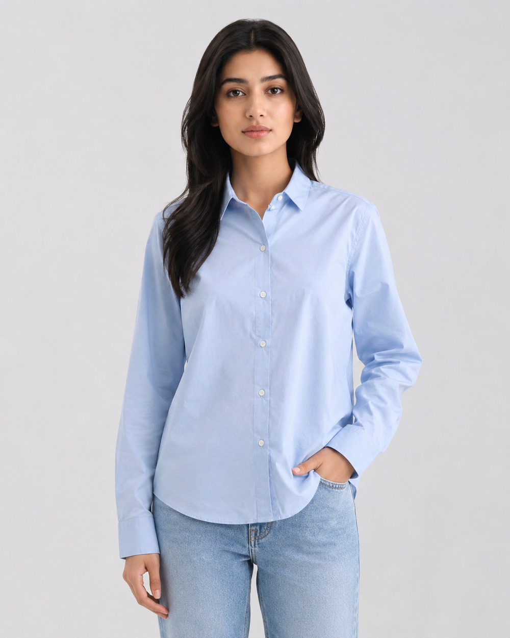 Women’s Cotton Button Down Shirt - Sky Blue