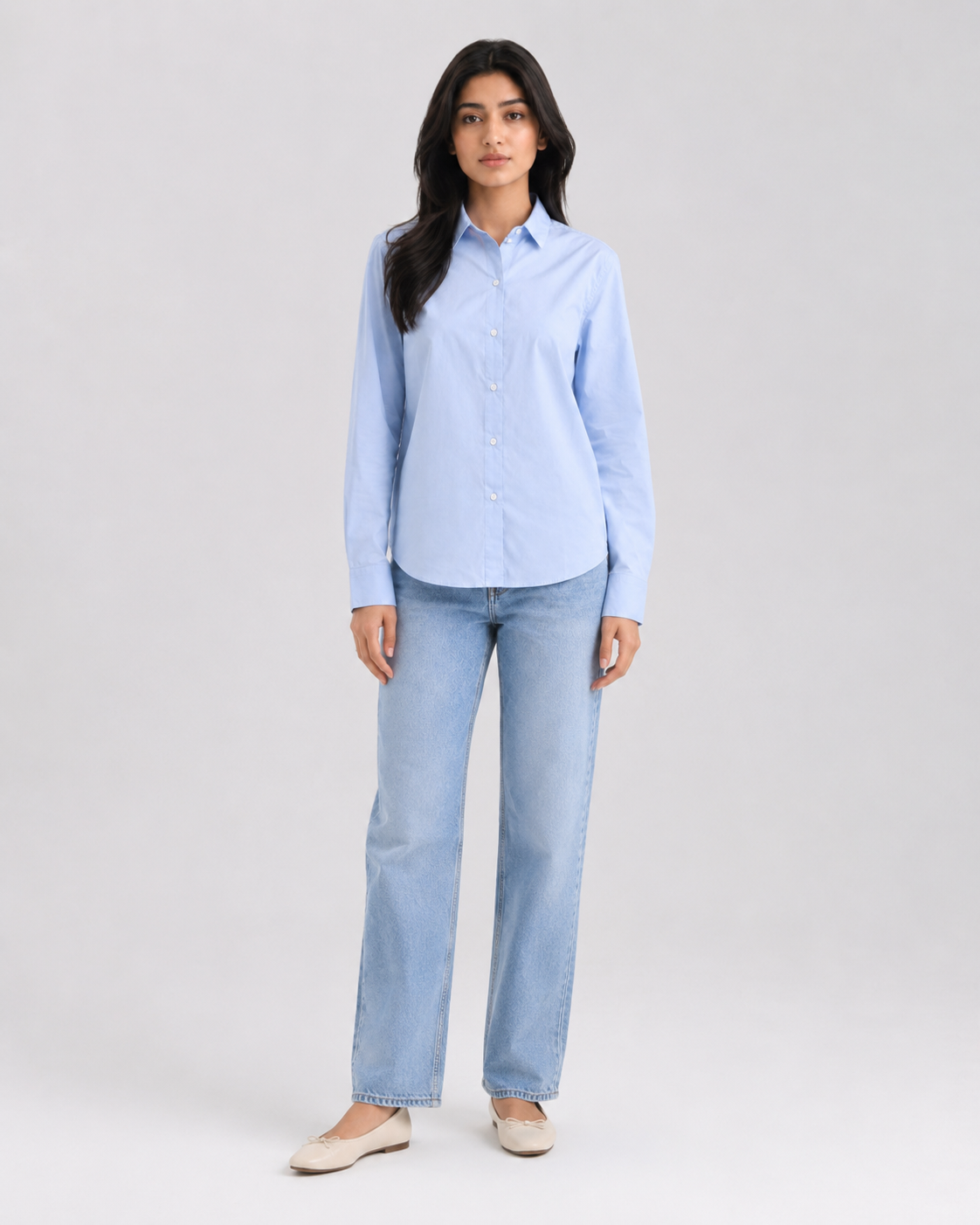Women’s Cotton Button Down Shirt - Sky Blue