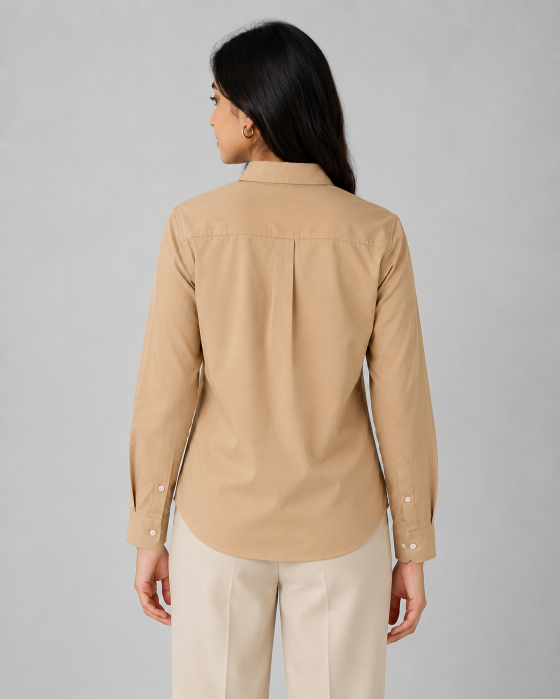 Women’s Cotton Button Down Shirt - Beige
