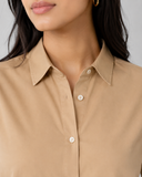Women’s Cotton Button Down Shirt - Beige
