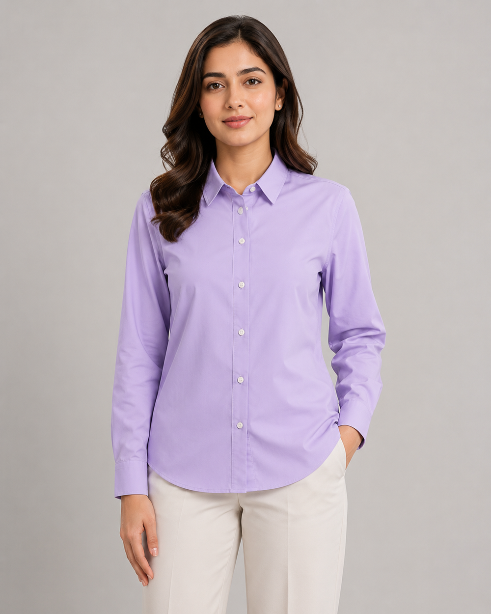 Women’s Cotton Button Down Shirt - Lavender