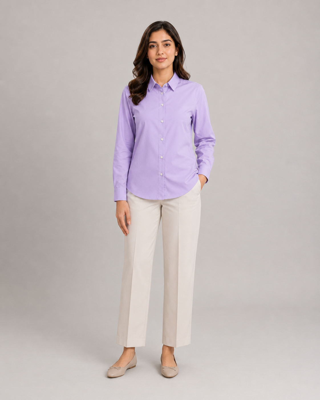 Women’s Cotton Button Down Shirt - Lavender
