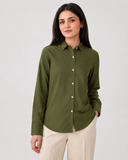 Women’s Cotton Button Down Shirt - Olive Green