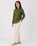 Women’s Cotton Button Down Shirt - Olive Green