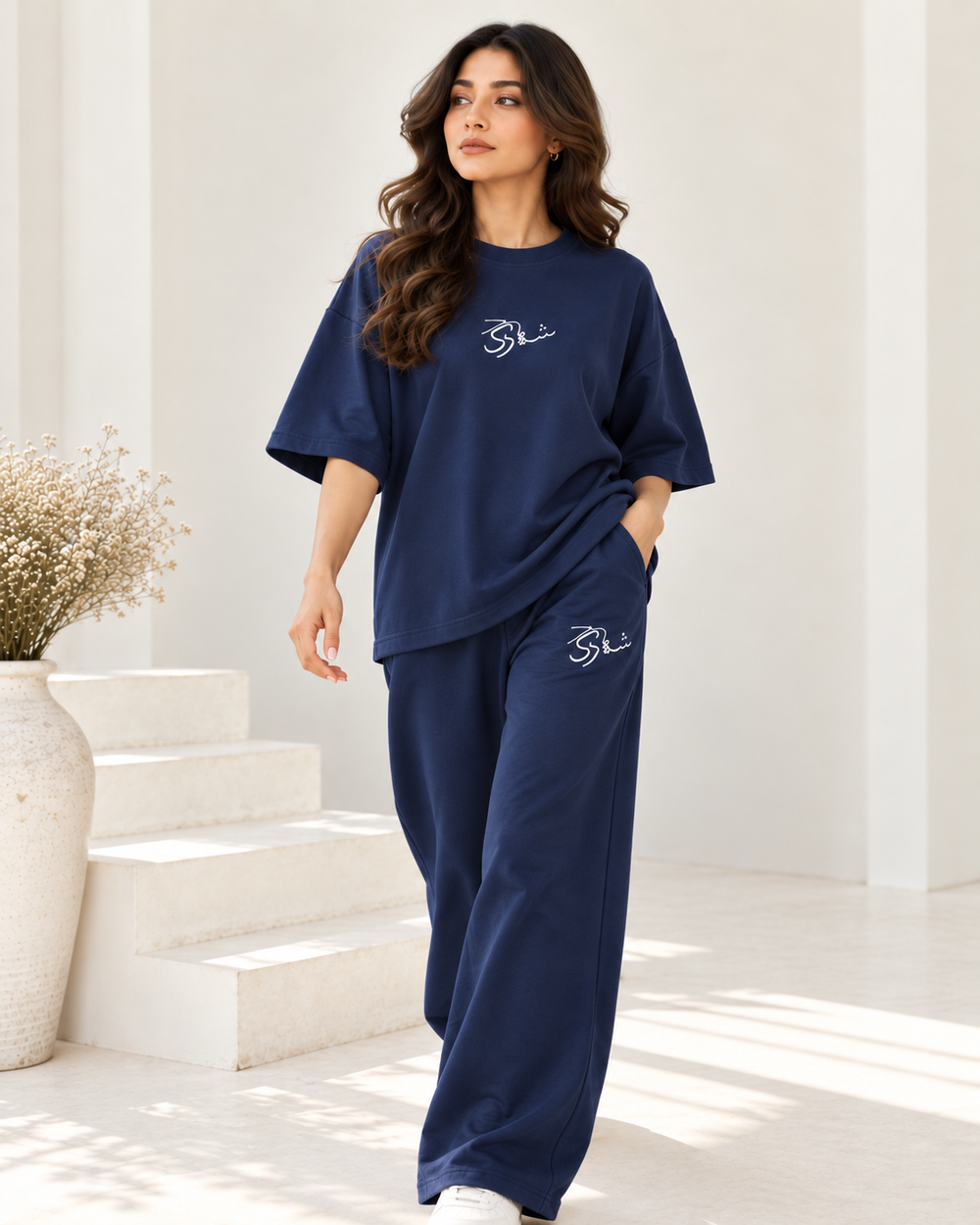 Women’s Oversized Co-Ord Set – Navy Blue | Burraq