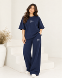 Women’s Oversized Co-Ord Set – Navy Blue | Burraq