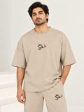 Men's Oversized Co-Ord Set – Beige | Burraq