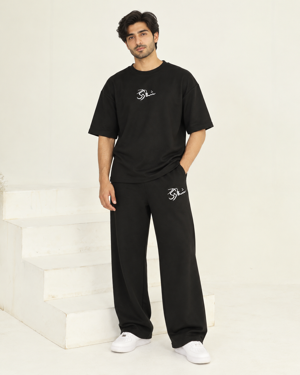 Men's Oversized Co-Ord Set – Black| Burraq