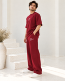 Men's Oversized Co-Ord Set – Maroon | Burraq