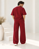 Men's Oversized Co-Ord Set – Maroon | Burraq