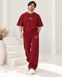 Men's Oversized Co-Ord Set – Maroon | Burraq