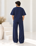 Men's Oversized Co-Ord Set – Navy Blue | Burraq