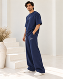 Men's Oversized Co-Ord Set – Navy Blue | Burraq