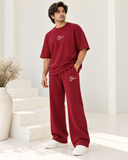 Men's Oversized Co-Ord Set – Maroon | Burraq