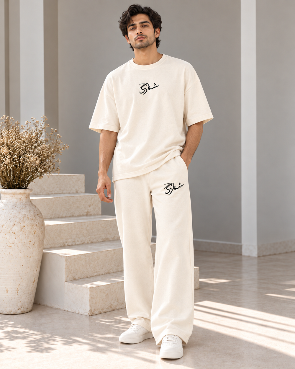 Men's Oversized Co-Ord Set – Off White | Burraq