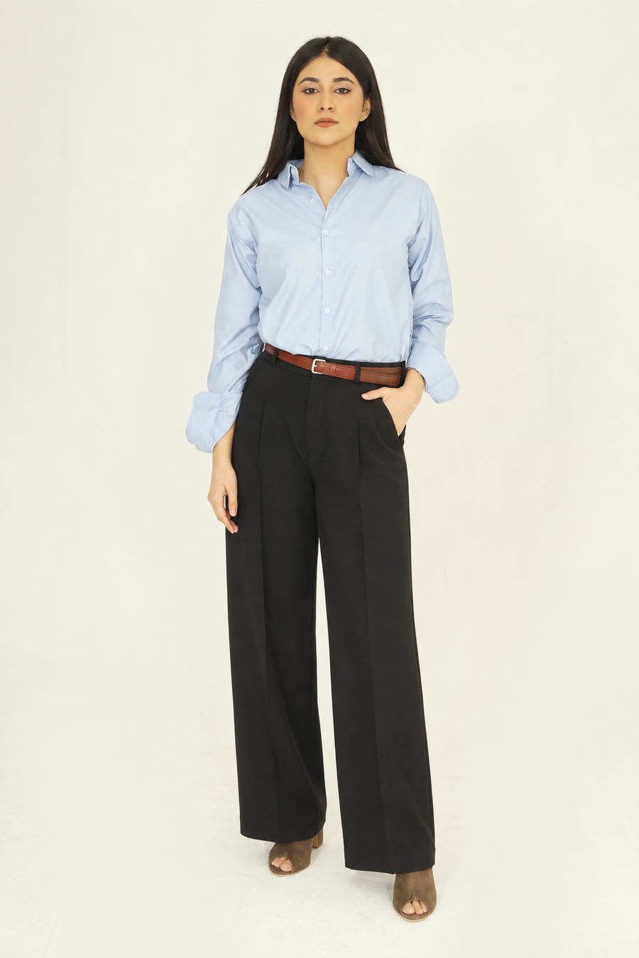 Tailored Wide Leg Pants - Black