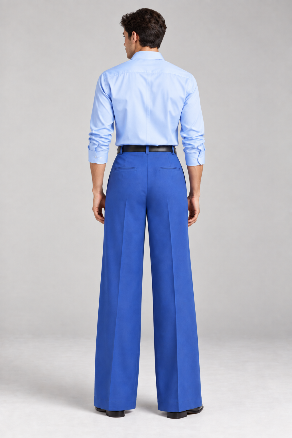 Mens Tailored Wide Leg Pants - Blue