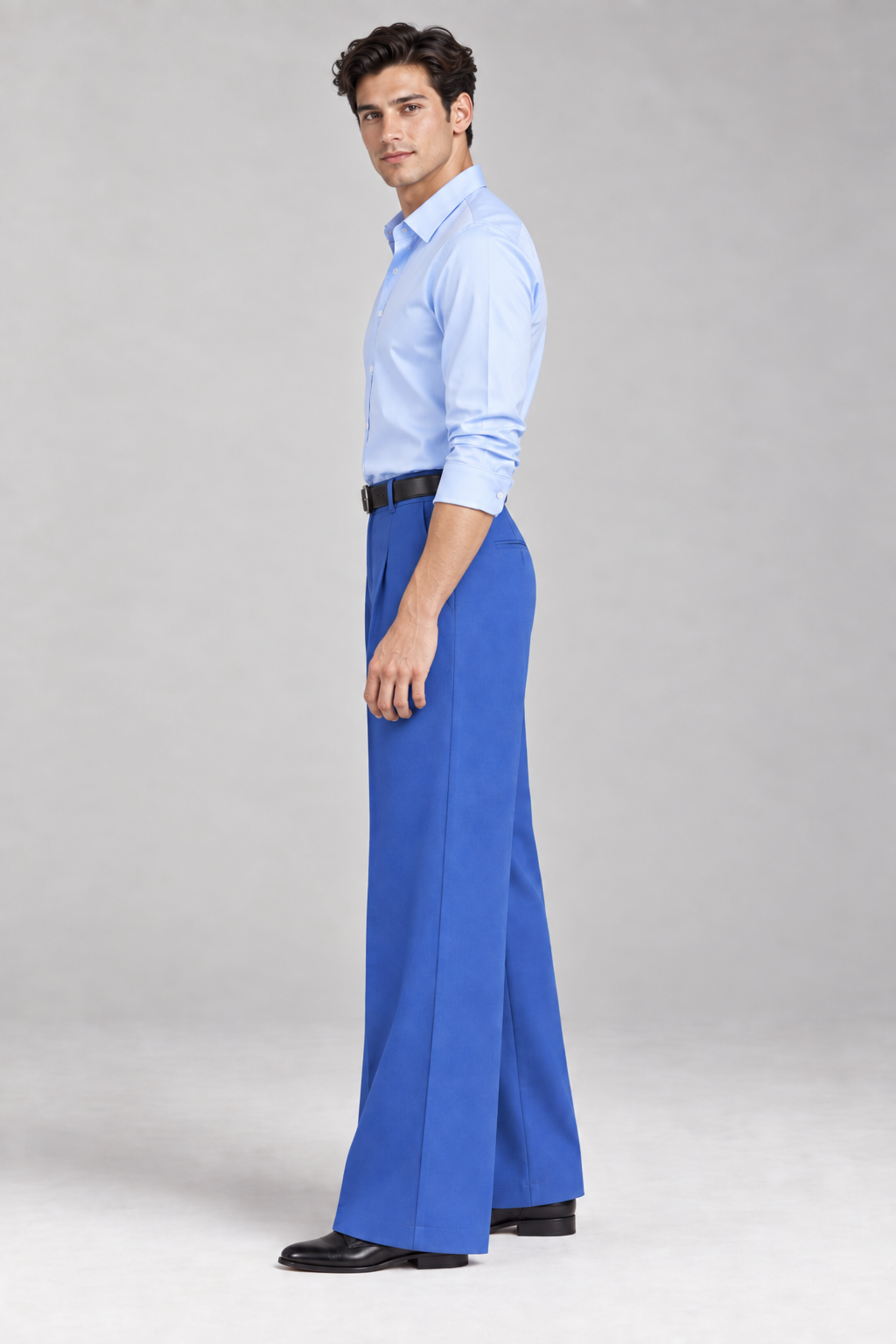 Mens Tailored Wide Leg Pants - Blue