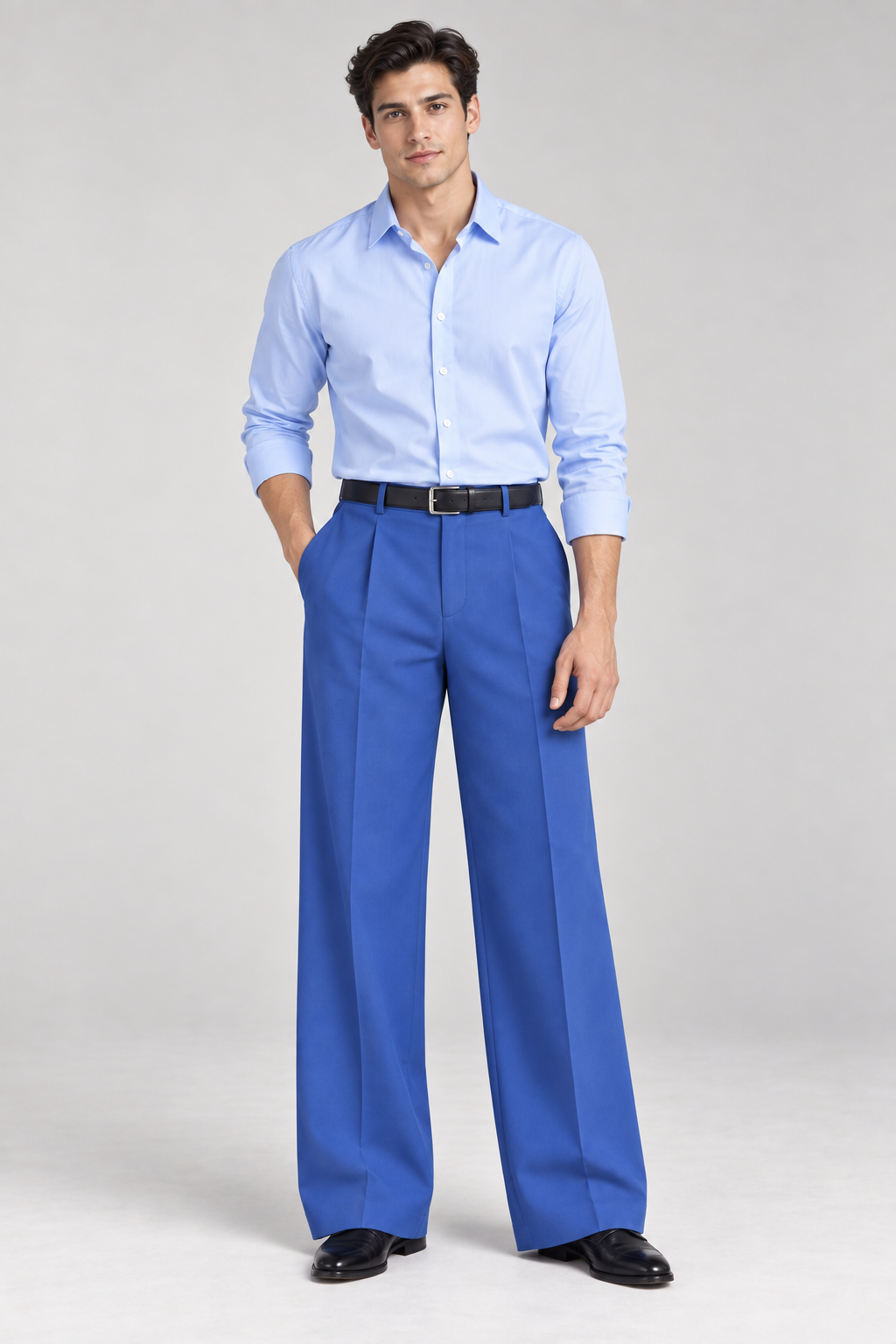 Mens Tailored Wide Leg Pants - Blue