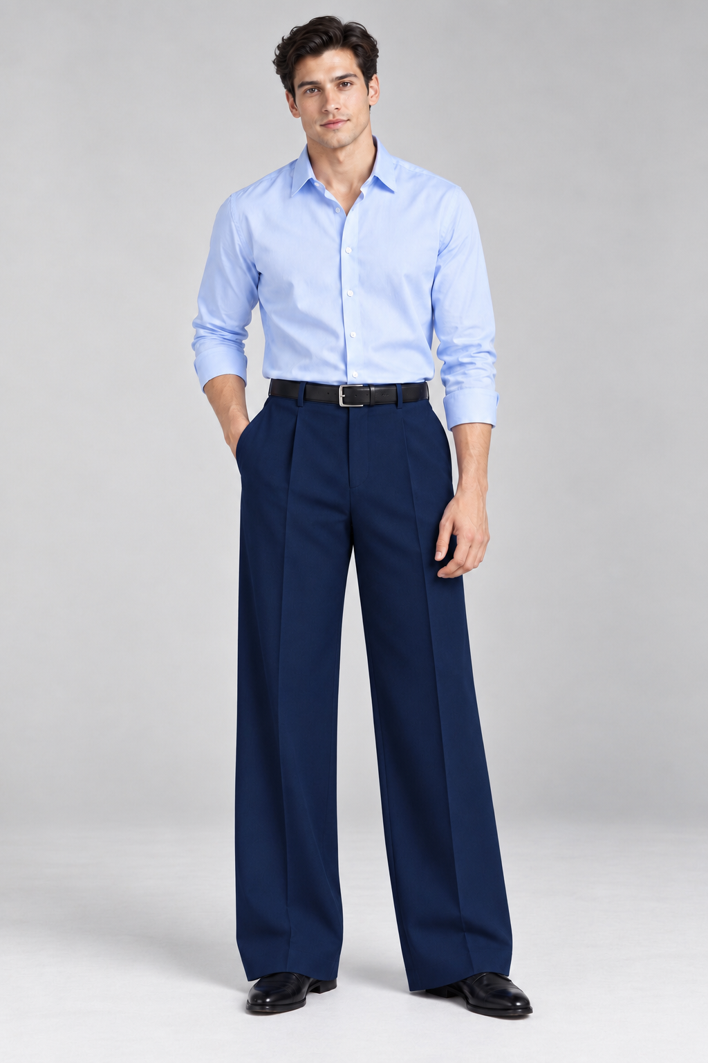 Mens Tailored Wide Leg Pants - Blue