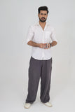 Mens Tailored Wide Leg Pants - Dark grey