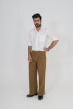 Mens Tailored Wide Leg Pants - Brown