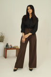 Tailored Wide Leg Pants - Brown