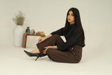 Tailored Wide Leg Pants - Brown