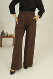 Tailored Wide Leg Pants - Brown