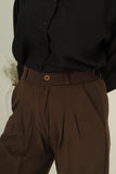 Tailored Wide Leg Pants - Brown