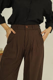 Tailored Wide Leg Pants - Brown