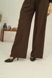 Tailored Wide Leg Pants - Brown