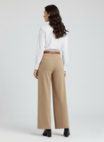 Tailored Wide Leg Pants - Khaki