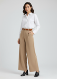 Tailored Wide Leg Pants - Khaki
