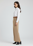 Tailored Wide Leg Pants - Khaki