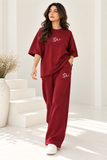 Women’s Oversized Co-Ord Set – Maroon | Burraq