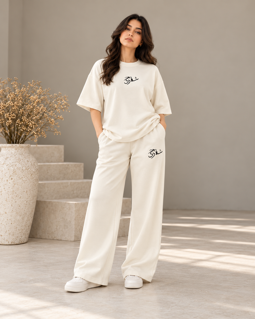 Women’s Oversized Co-Ord Set – Off White | Burraq