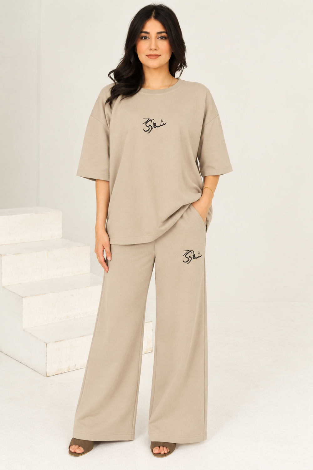 Women’s Oversized Co-Ord Set – Beige | Burraq