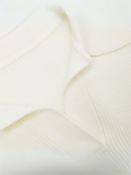 White Ribbed Polo  Half Sleeves