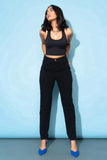 Pure Black High-Waist Slim Mom Jeans