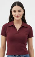 COLLAR RIBBED KNIT POLO