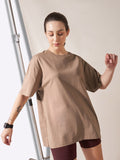 Brown Drop Shoulder Oversize T Shirt