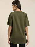 Olive Green Drop Shoulder Oversize T Shirt
