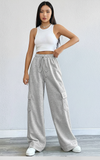 GREY  HIGH WAISTED CARGO SWEATPANT