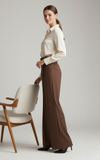 Tailored Wide Leg Pants - Brown