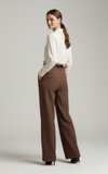 Tailored Wide Leg Pants - Brown