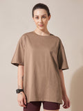 Brown Drop Shoulder Oversize T Shirt